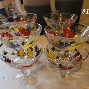Decorative hand painted dessert cups (fruit design), set of 8